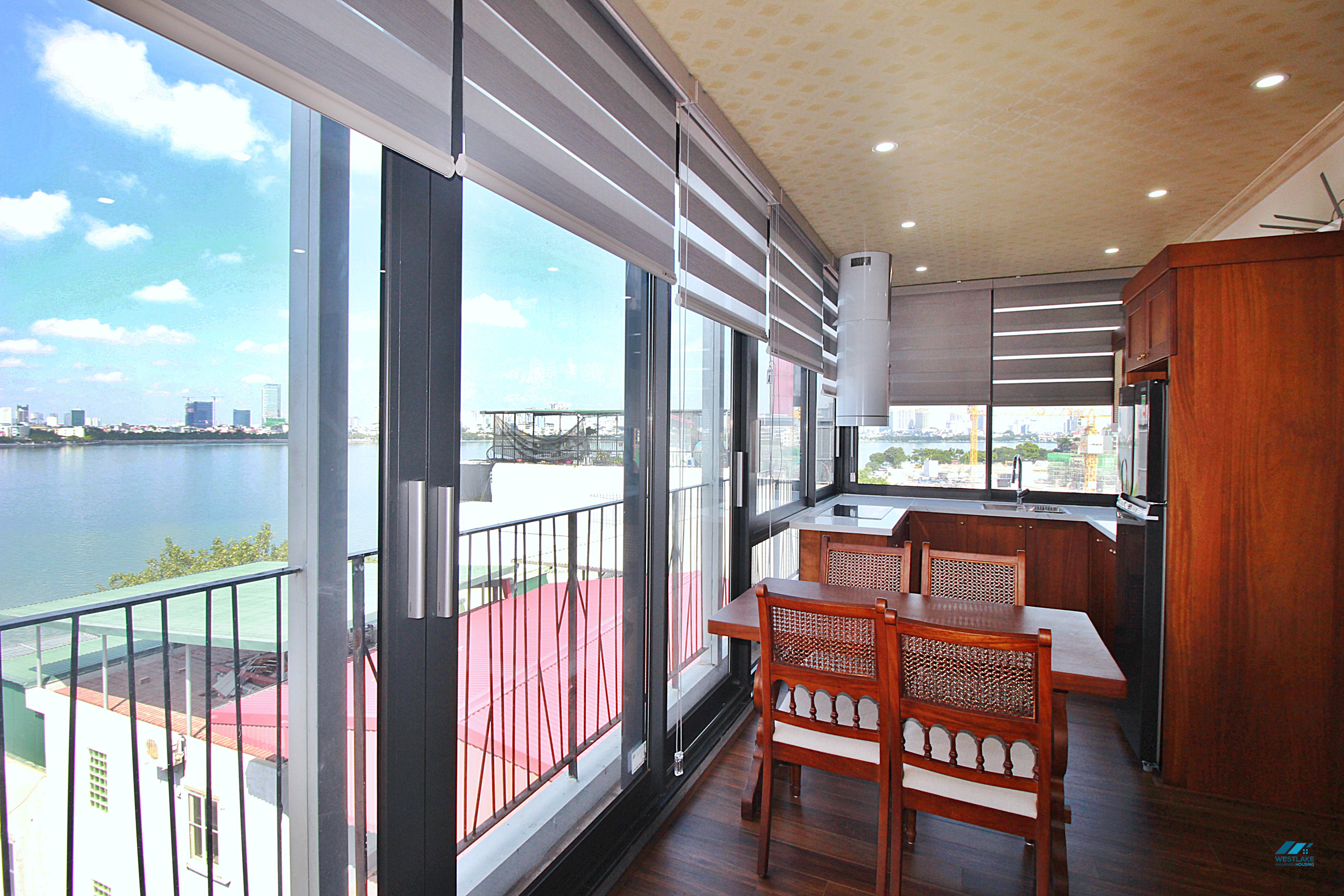 Lake view two bedrooms apartment for lease in Xom Phu, Dang Thai Mai area, Ha Noi