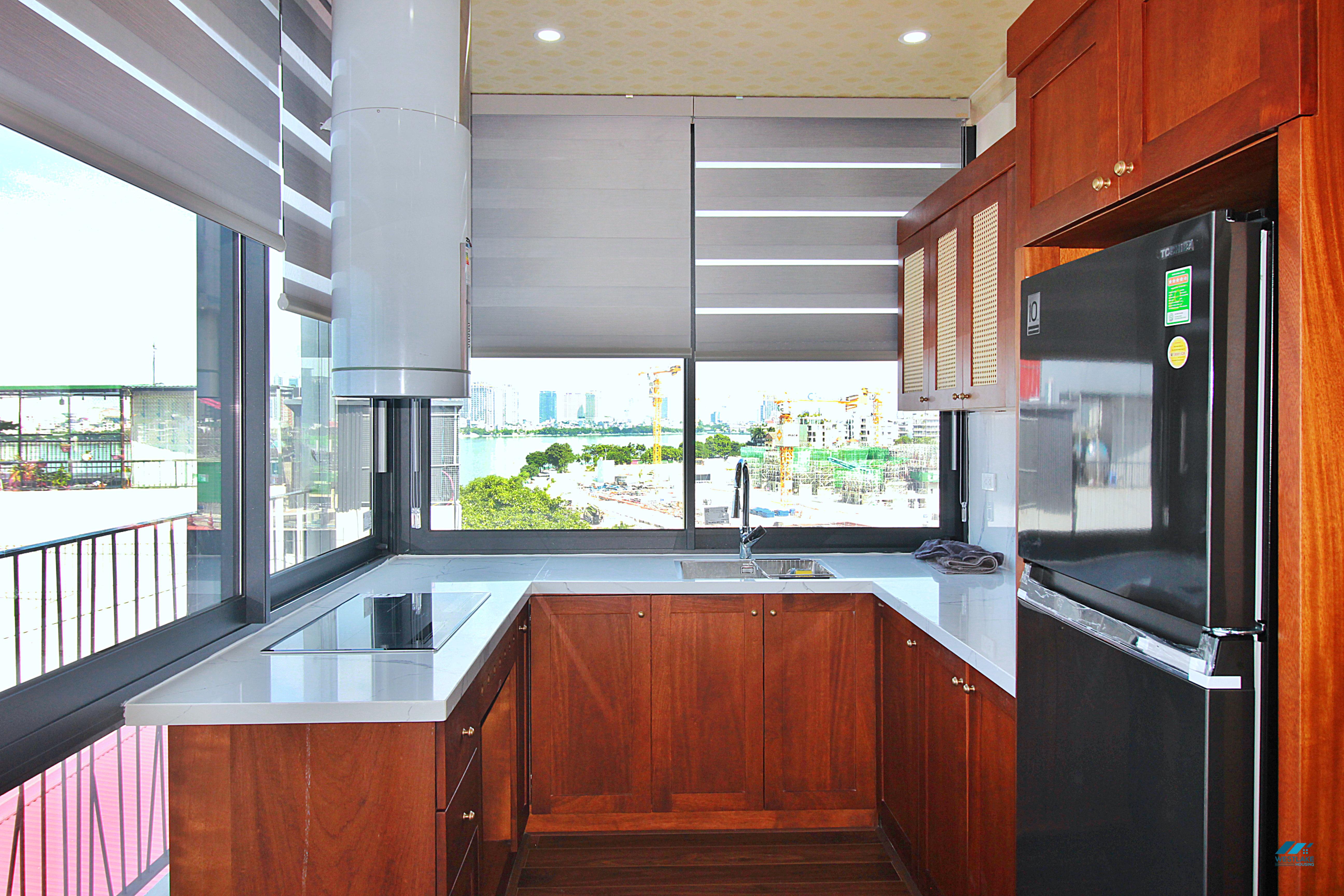 Lake view two bedrooms apartment for lease in Xom Phu, Dang Thai Mai area, Ha Noi