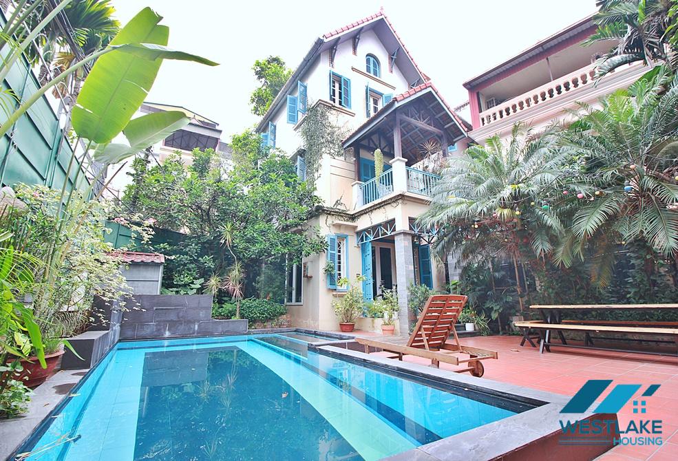 A wonderful villa with 5 bedrooms and swimming pool for rent in To Ngoc Van street, Westlake Tay Ho, Hanoi, Vietnam